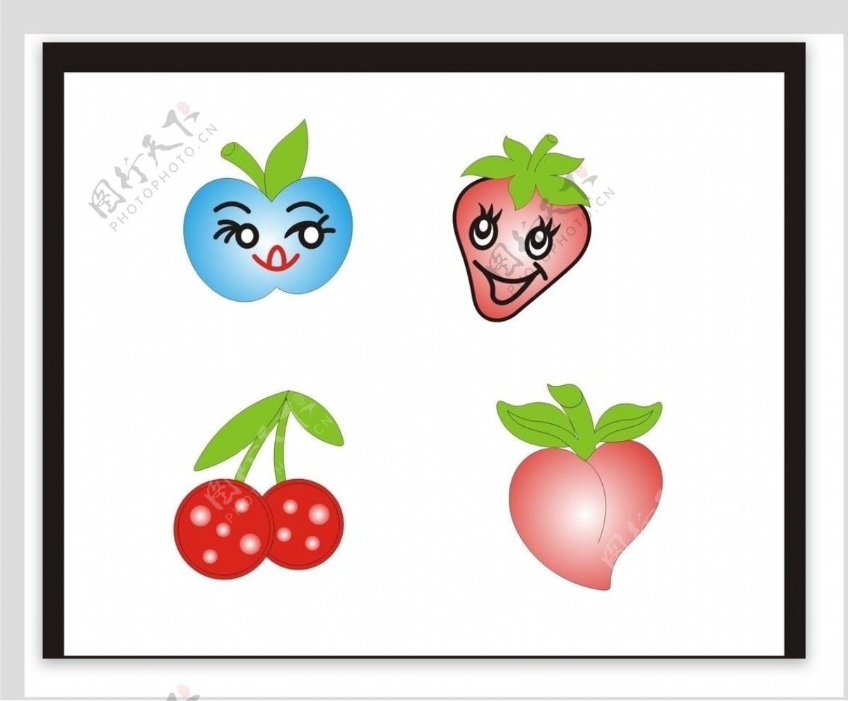 卡通可爱水果苹果草莓樱桃桃图片