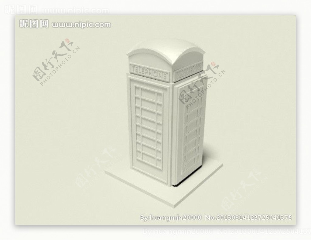 3D英式电话亭模型图片