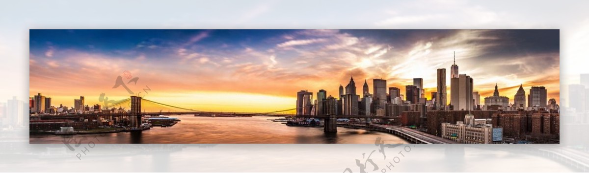 纽约布鲁克林大桥全景图片