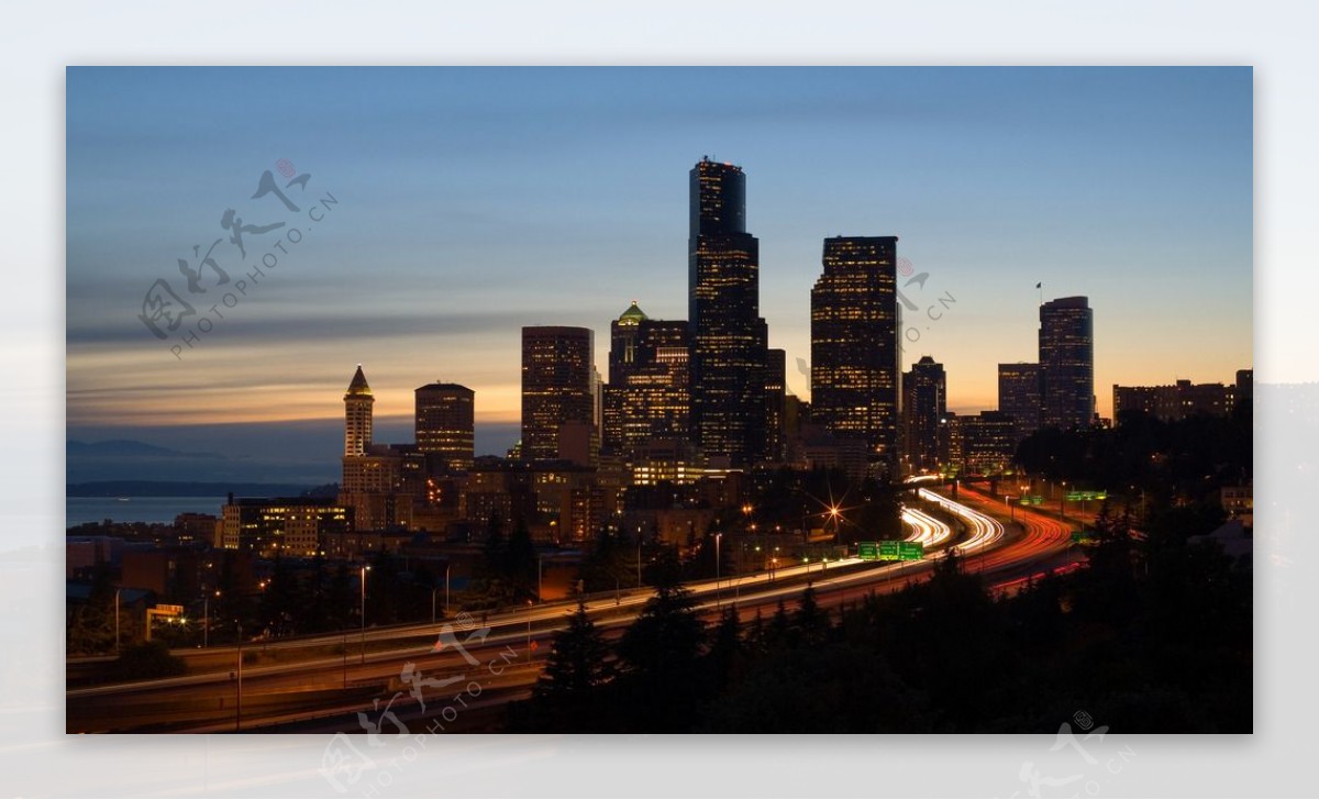 西雅图黄昏景色图片