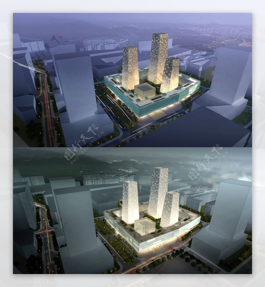 大型商务区建筑模型图片