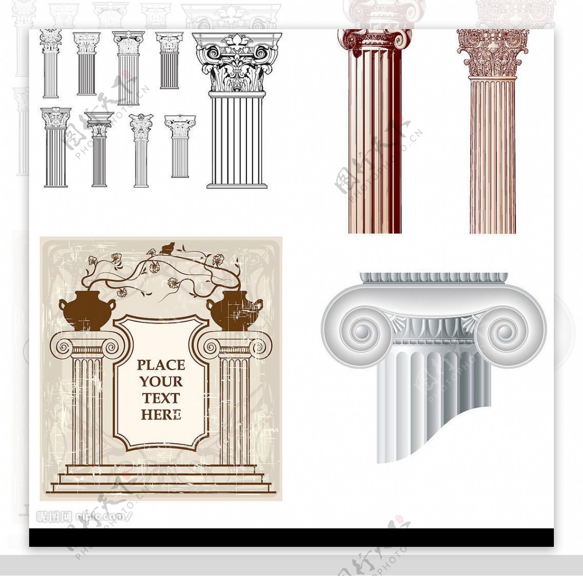 罗马柱头图案图片