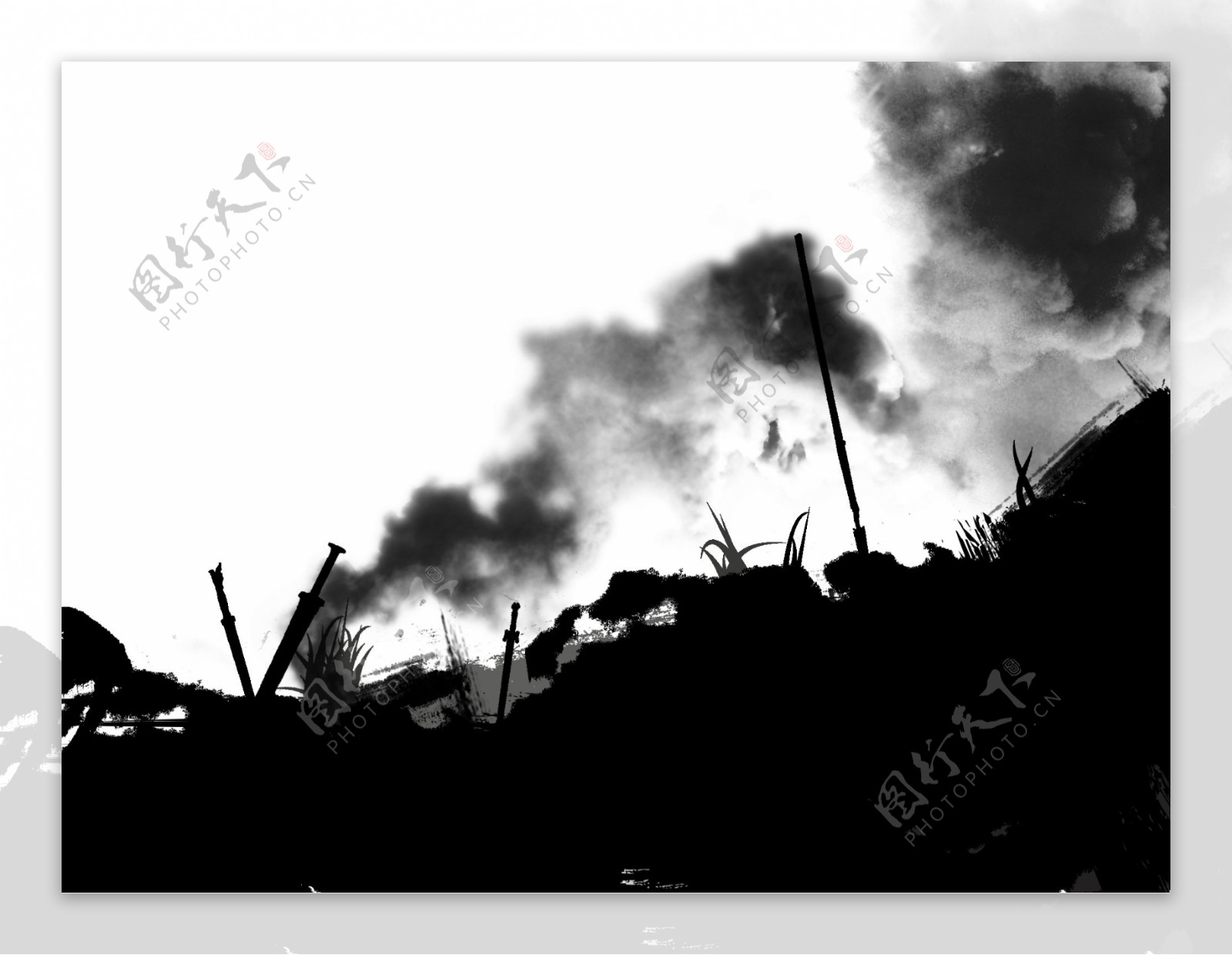 水墨风格古代战场图片素材-编号10148228-图行天下