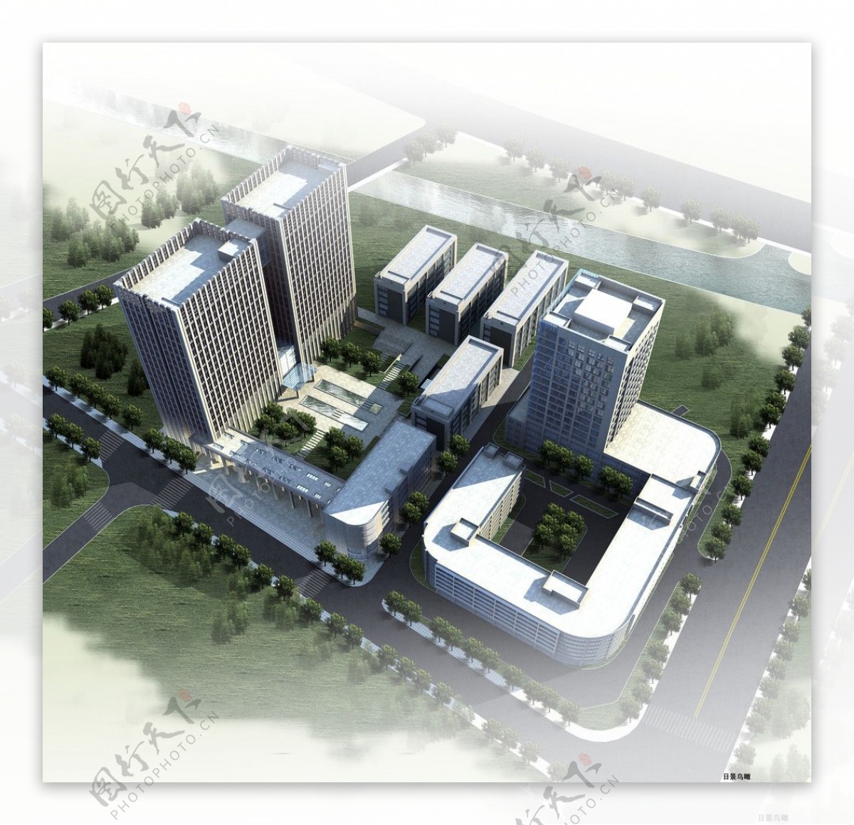 鸟瞰工业园建筑图片