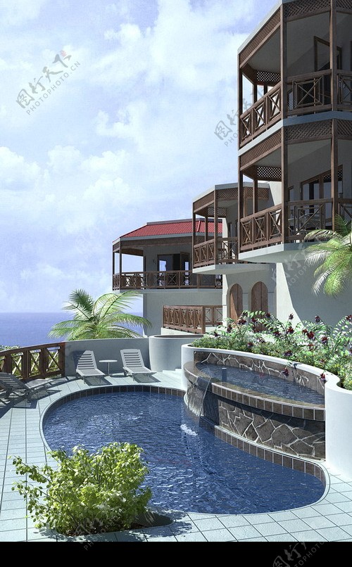 海边别墅模型贴图全图片