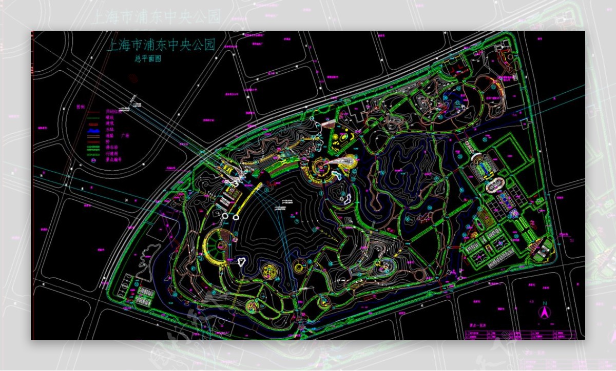 公园广场某中央公园规划总平面图片