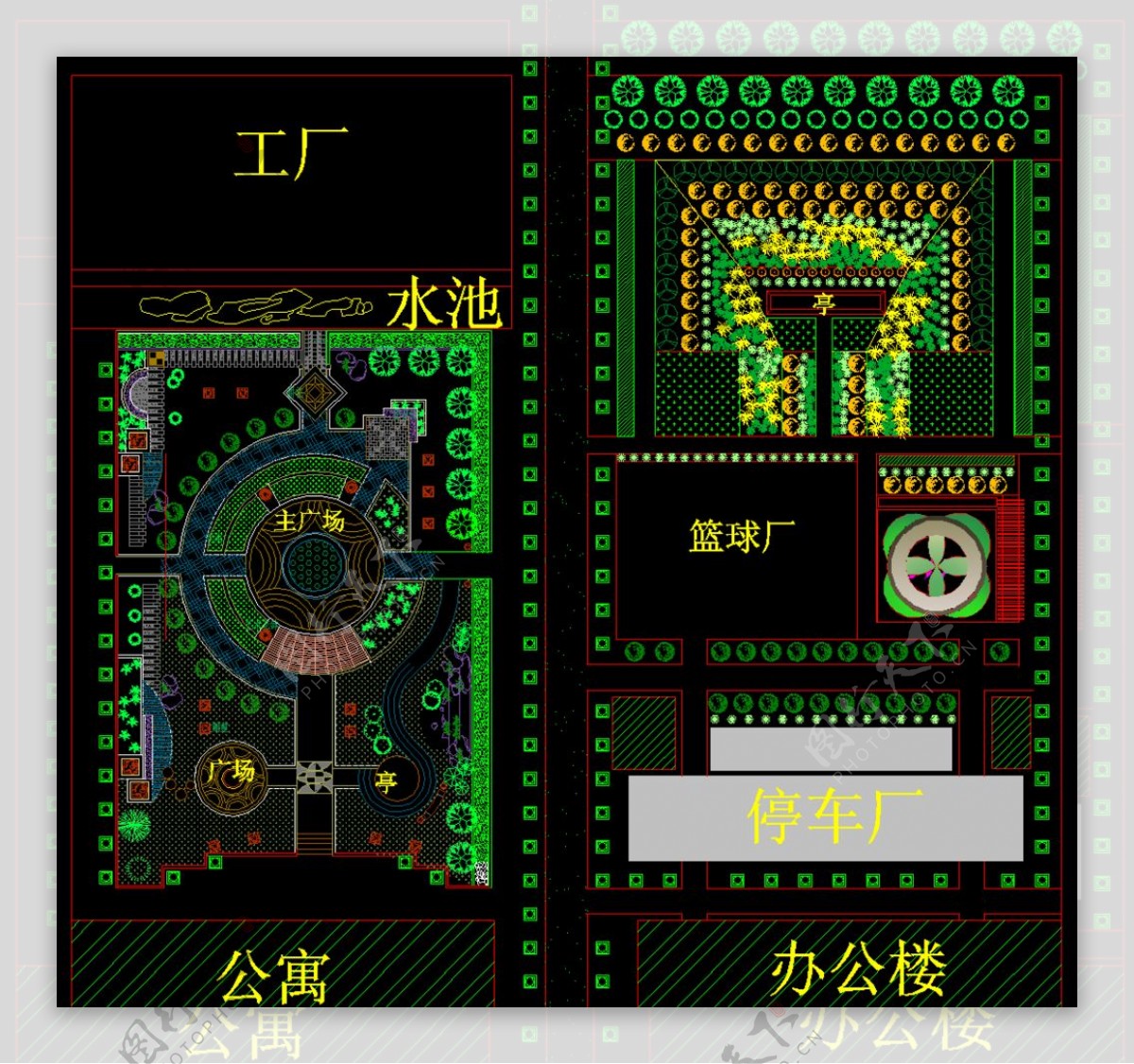 公园广场园林规划图纸图片