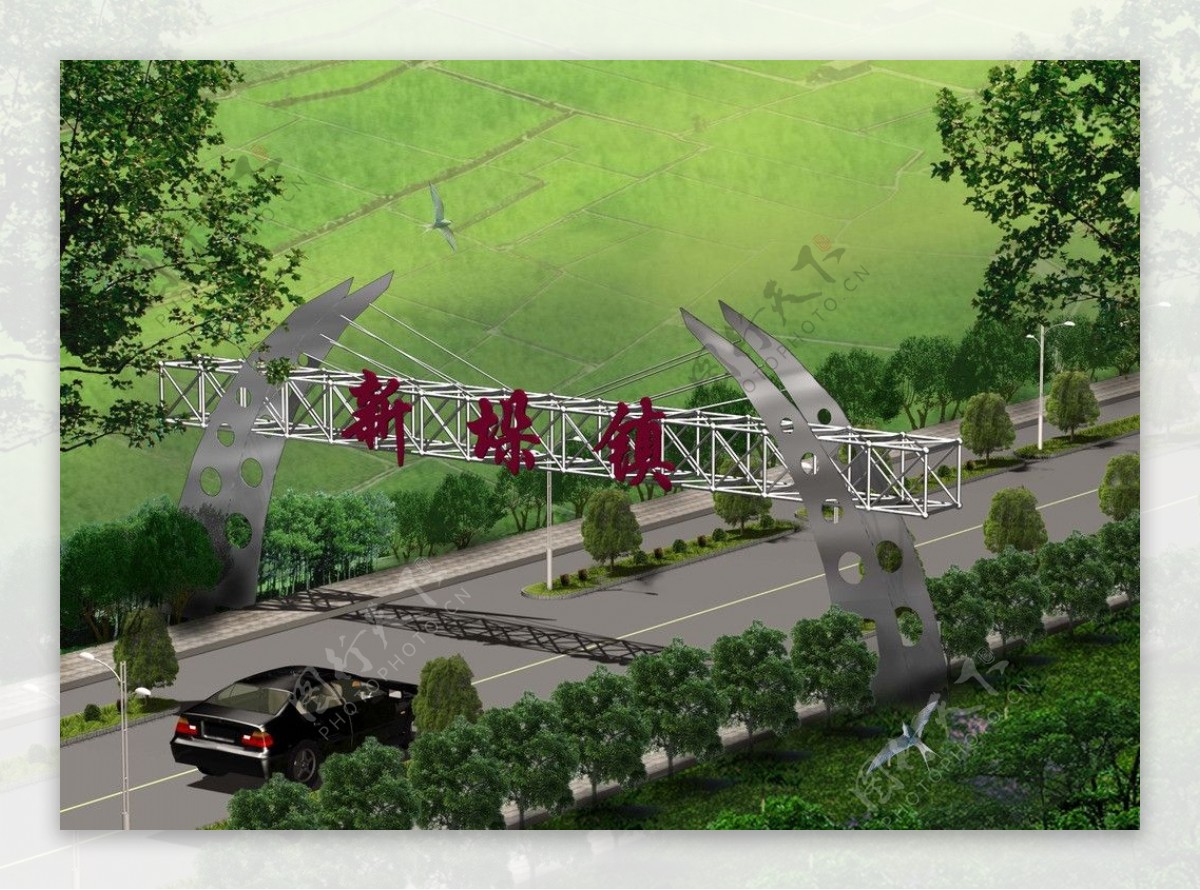 公路绿化钢结构效果图图片
