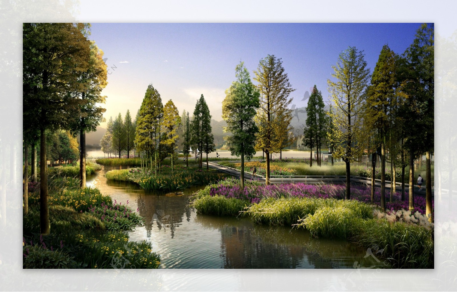河边休闲环境景观设计图片
