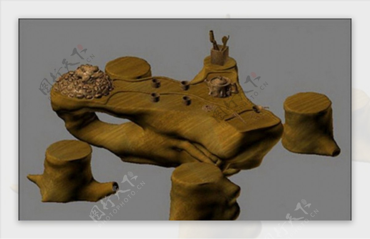 根雕茶桌3d模型图片