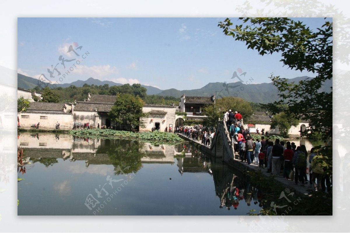 宏村南湖画桥图片