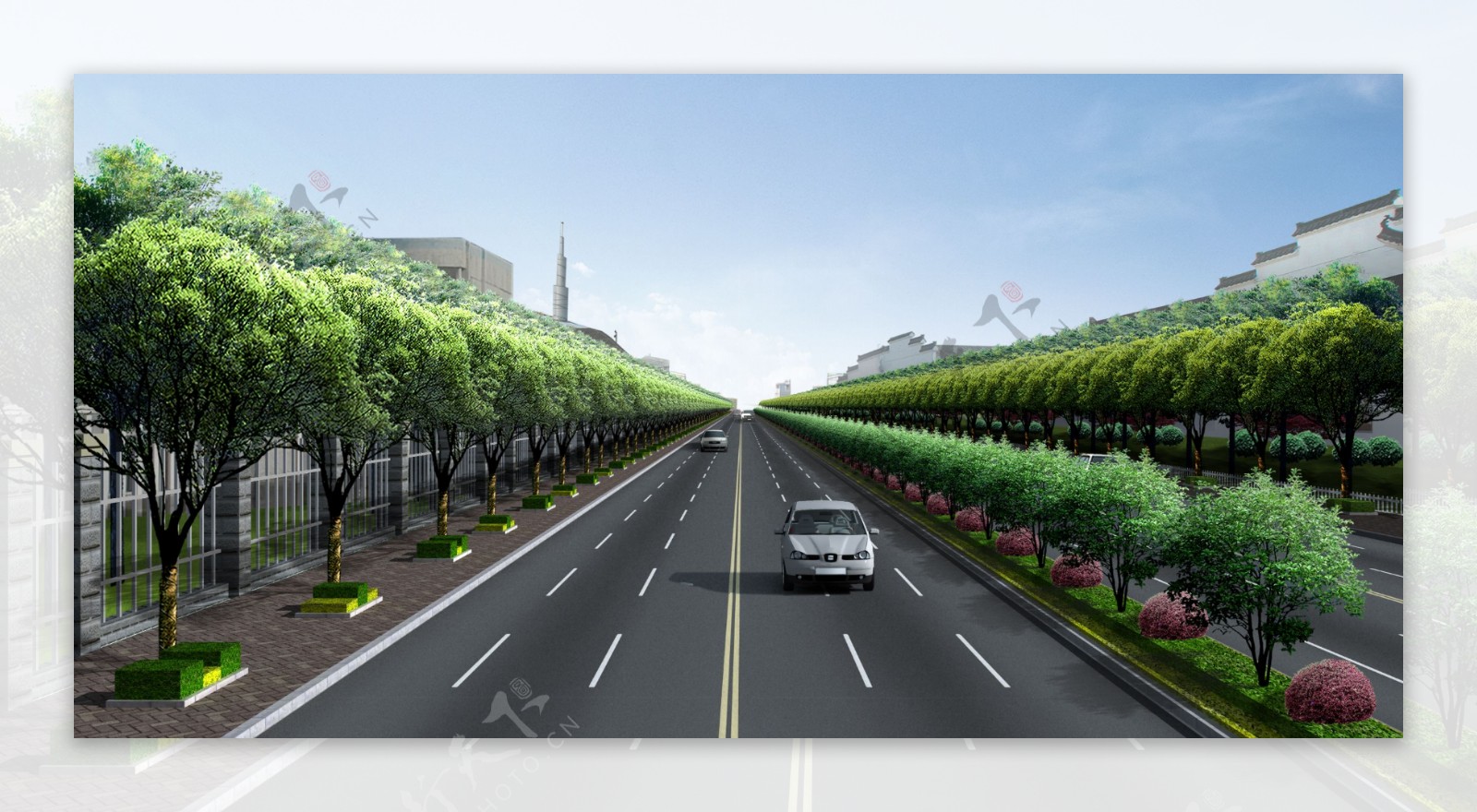 街道绿化效果图图片