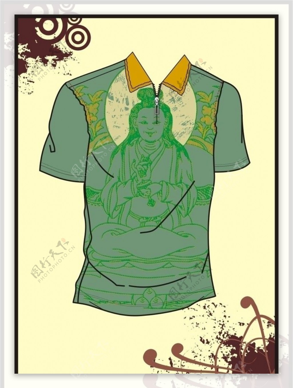 男装Tshirt印花设计白描佛祖图片