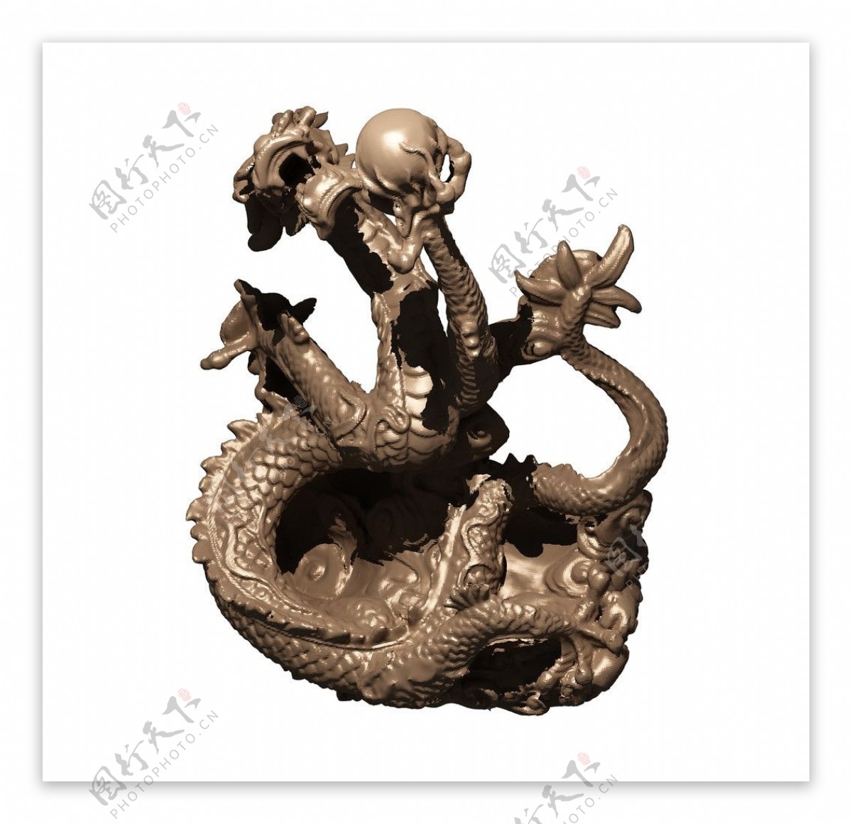 盘龙戏珠铜质雕塑3DMAX模型图片