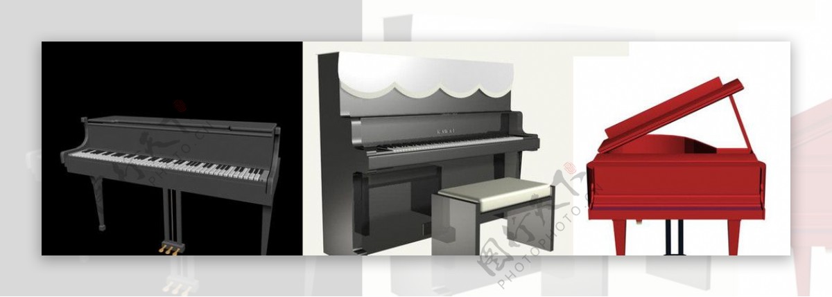 3个钢琴模型图片