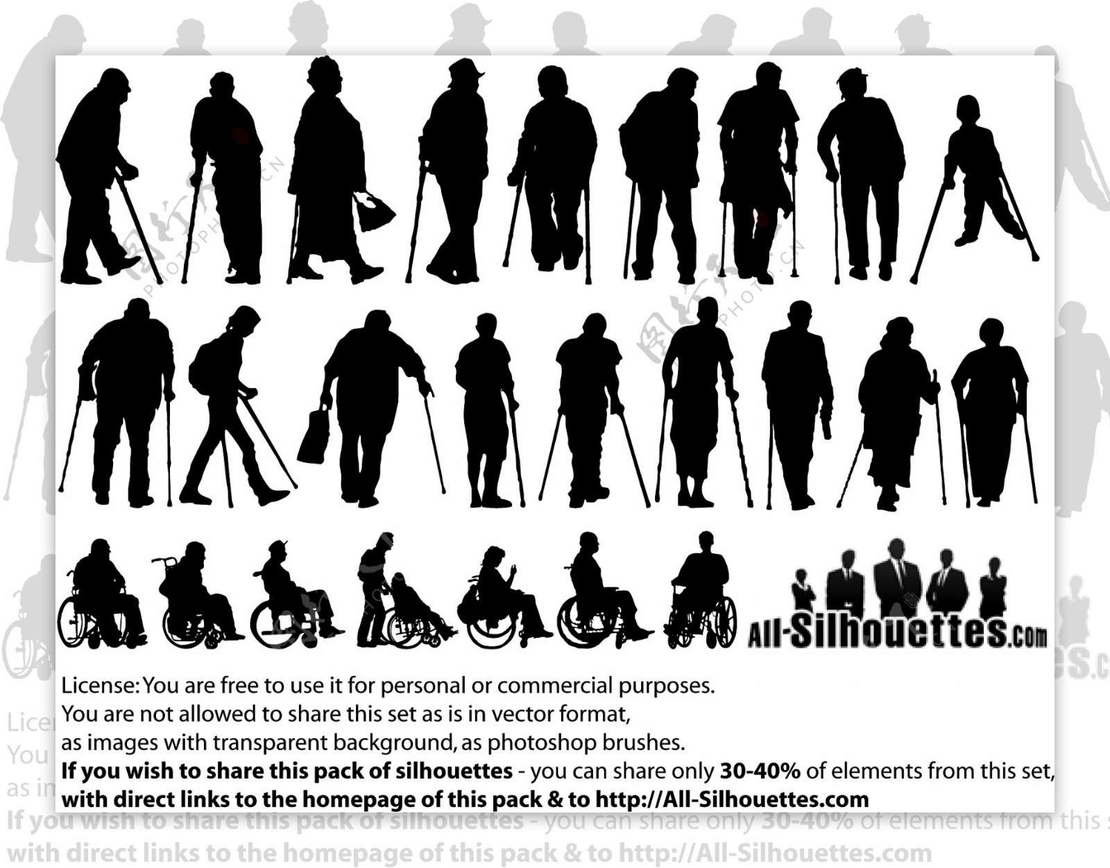 25款残疾人物剪影矢量素材图片