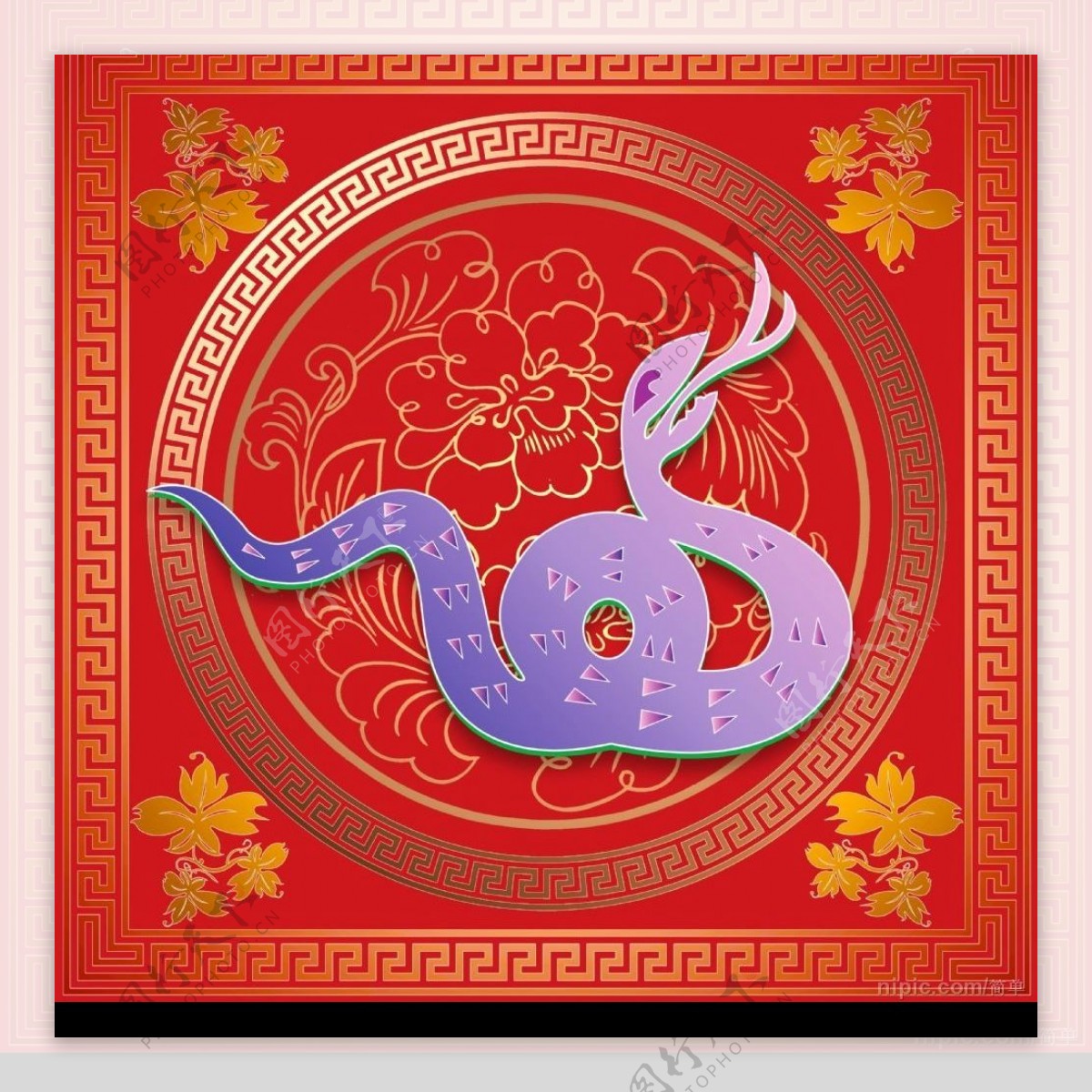 蛇年春节门画图片