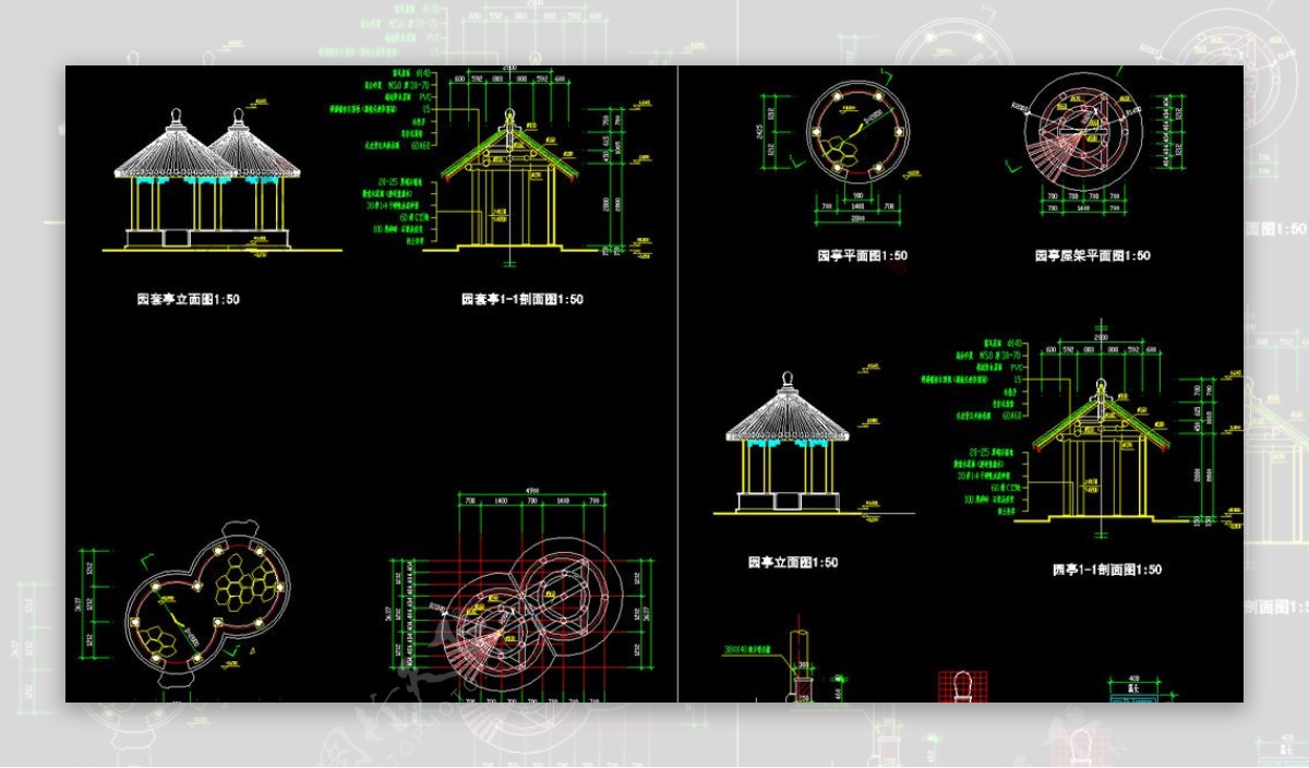 圆套亭立面图图片