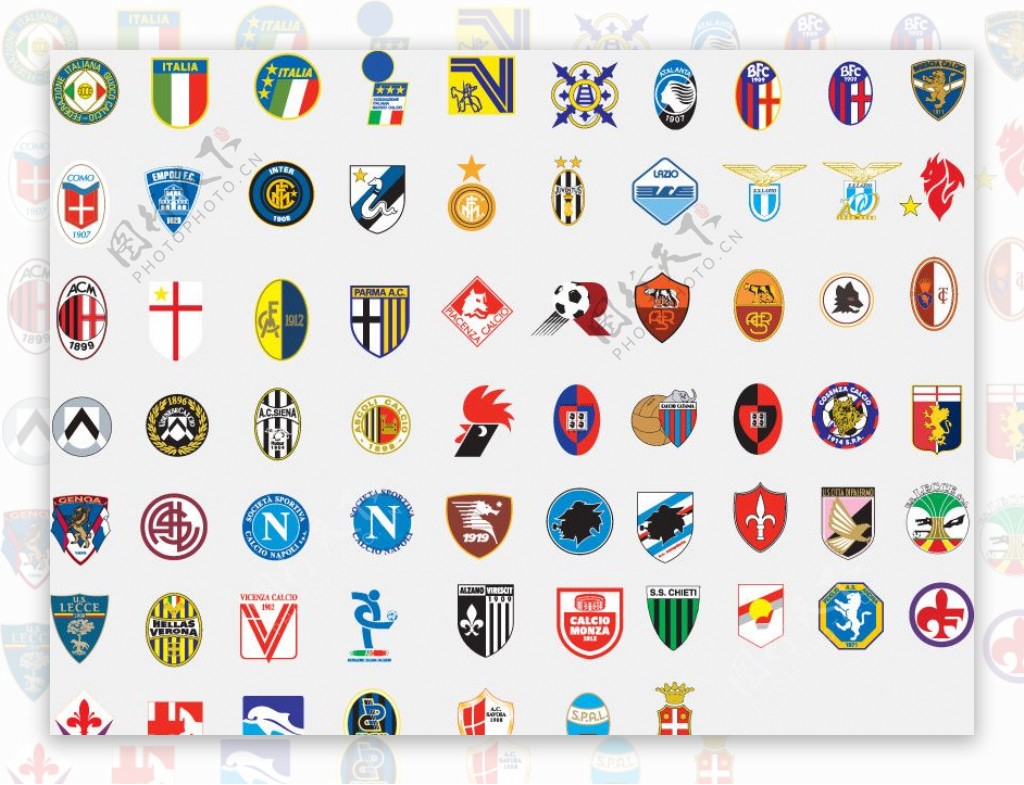 全球2487个足球俱乐部球队标志意大利图片