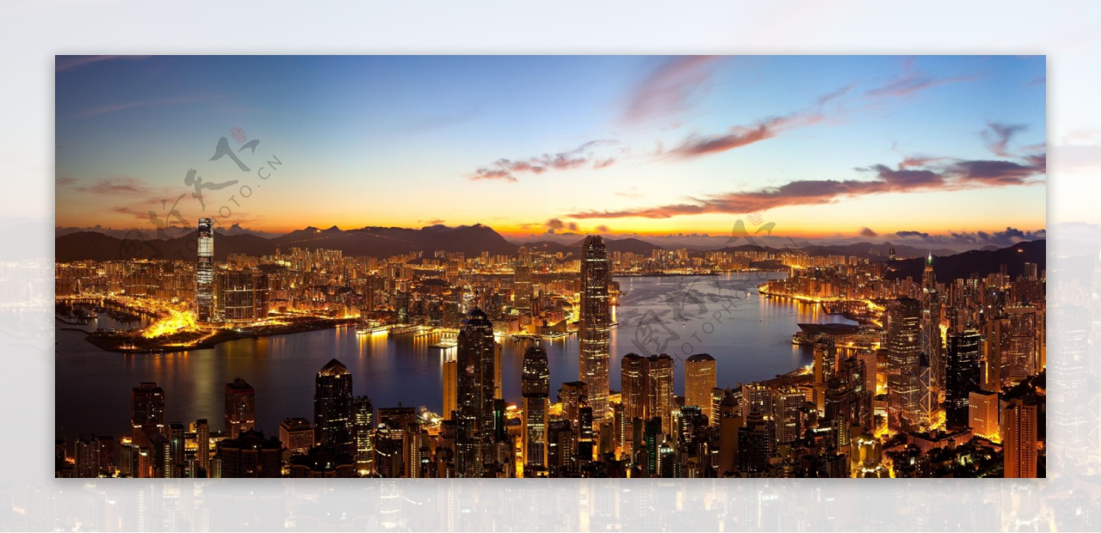 香港维多利亚港黄昏美景图片