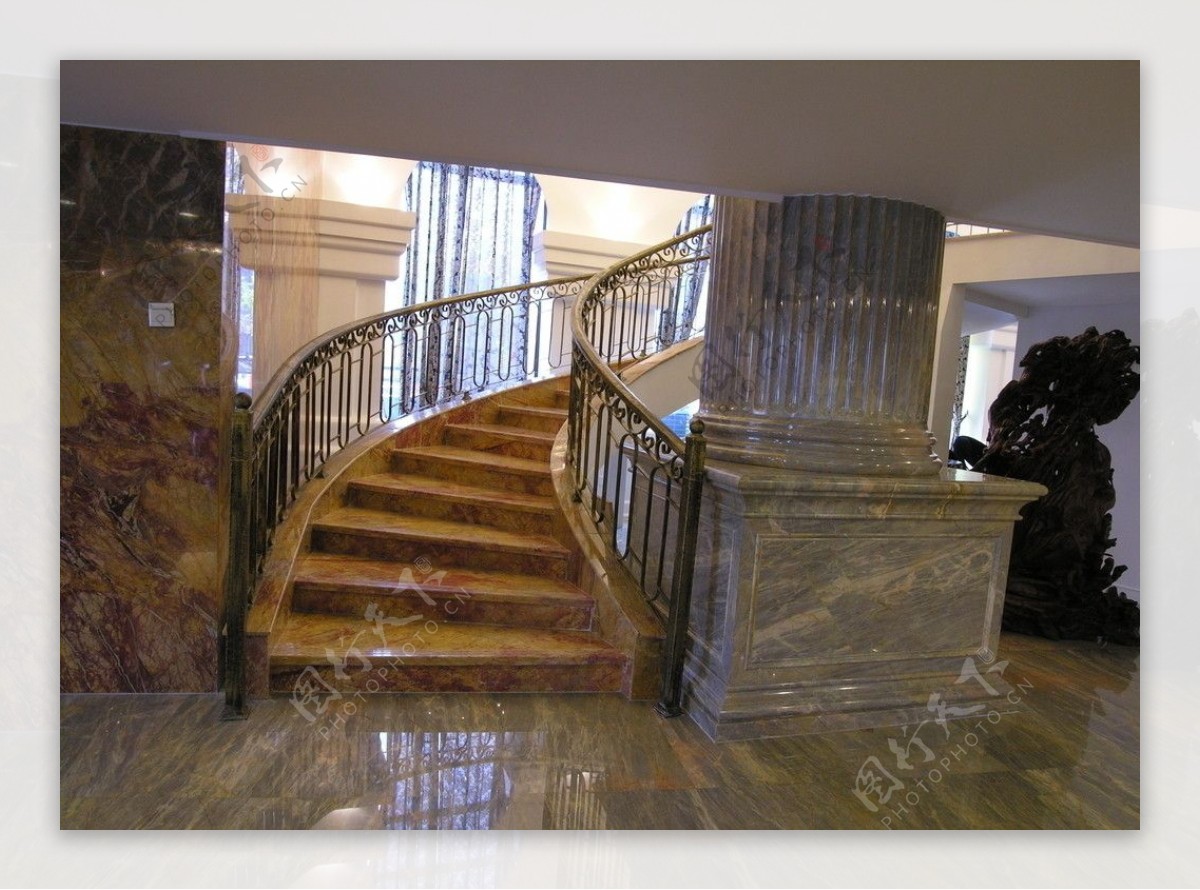 石材装饰酒店楼梯图片