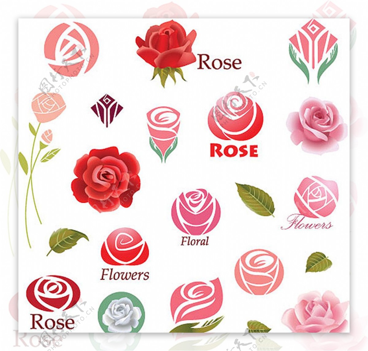精美玫瑰花花卉商标图片
