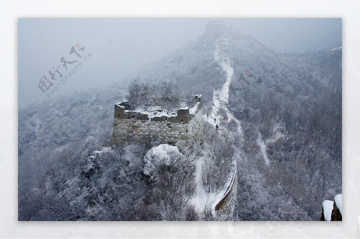 长城雪景图片