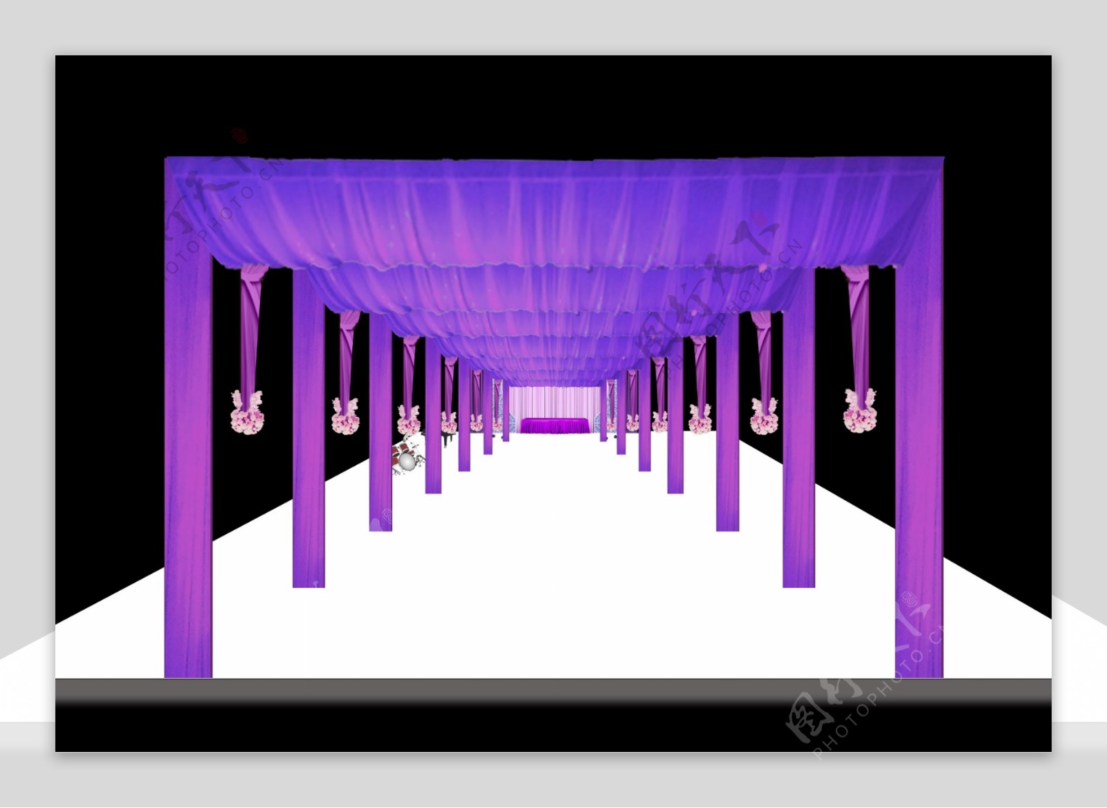 紫色婚礼效果图龙门架图片