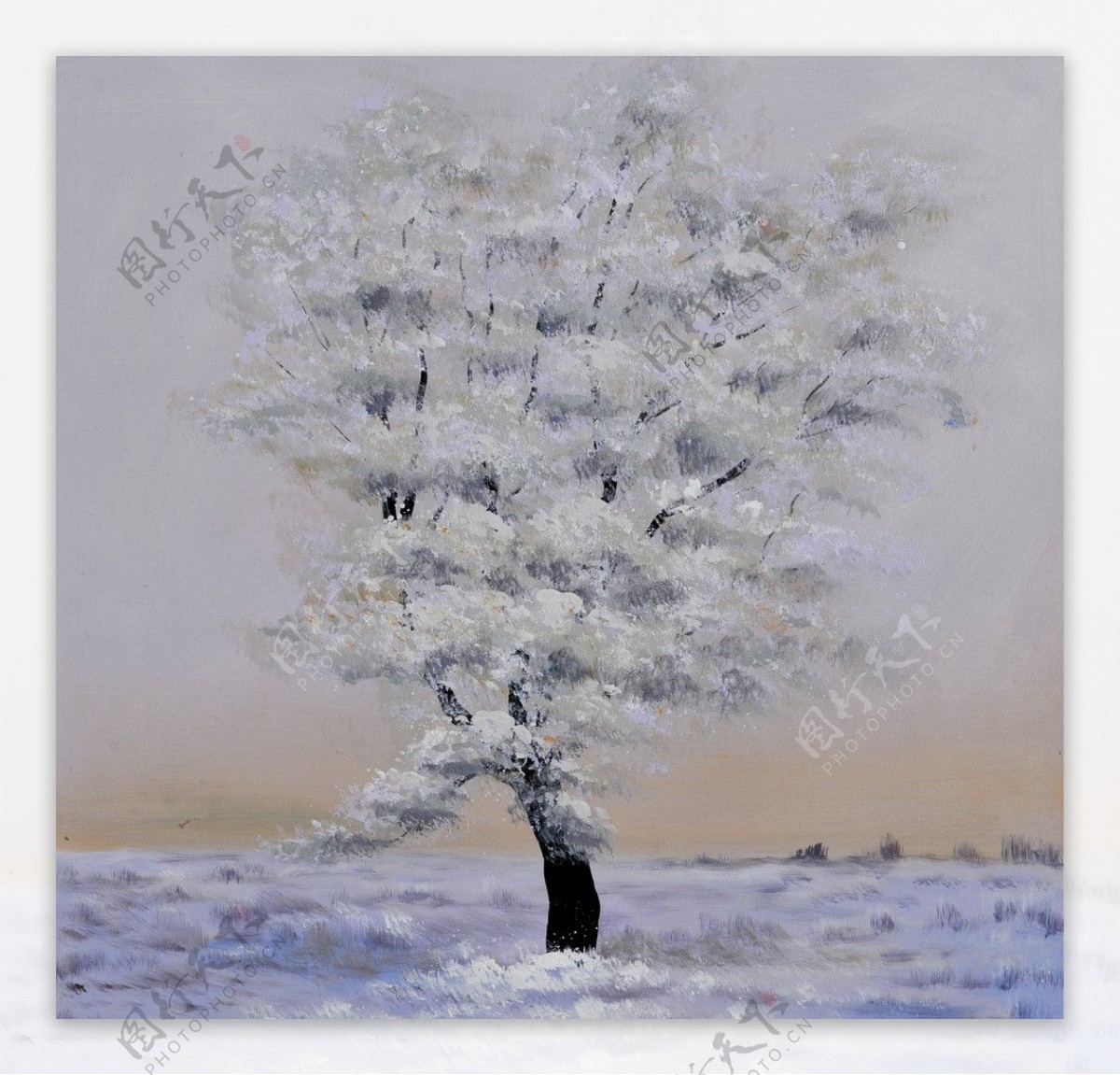 冬季雪景装饰画图片