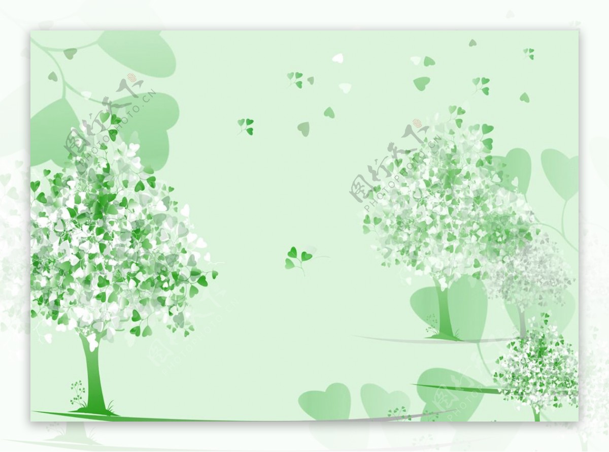 绿色清新树壁画图片