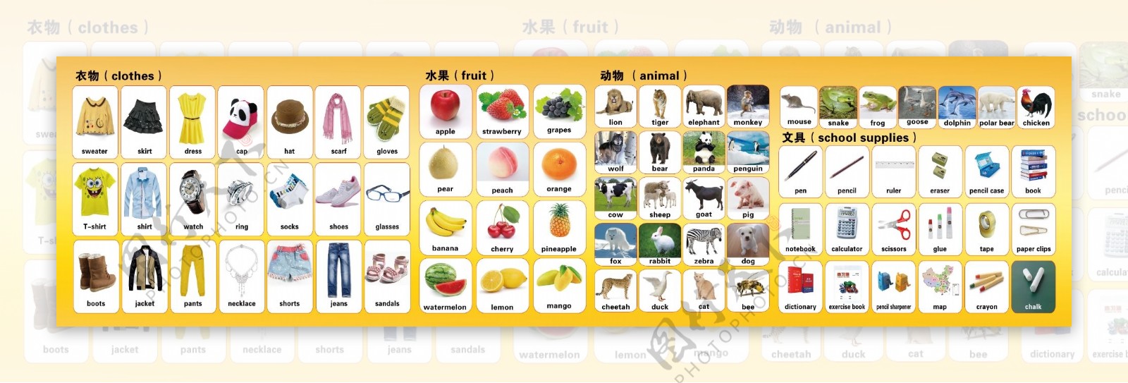 常用英语单词卡图片素材-编号11513048-图行天下