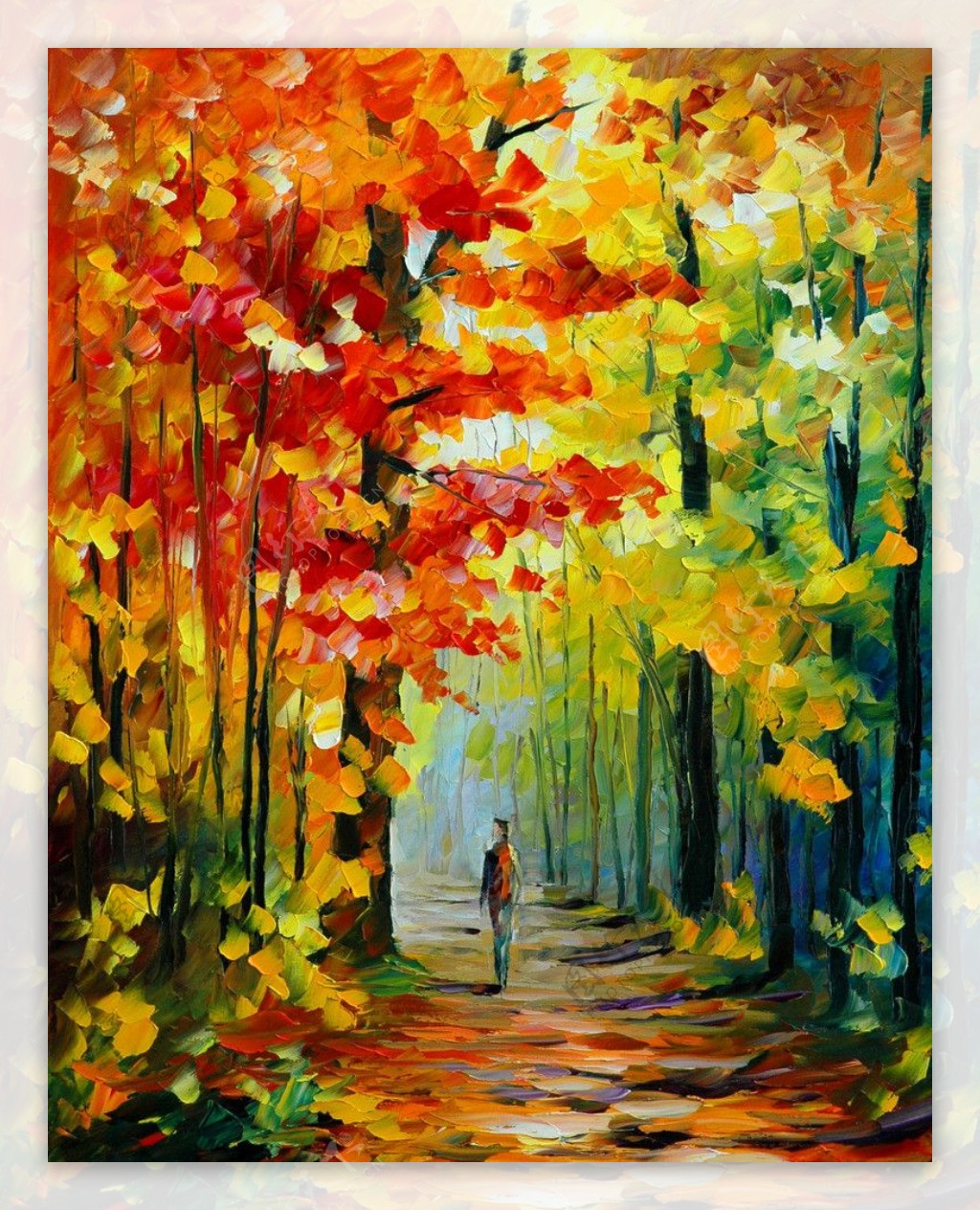 油画秋天的长廊图片