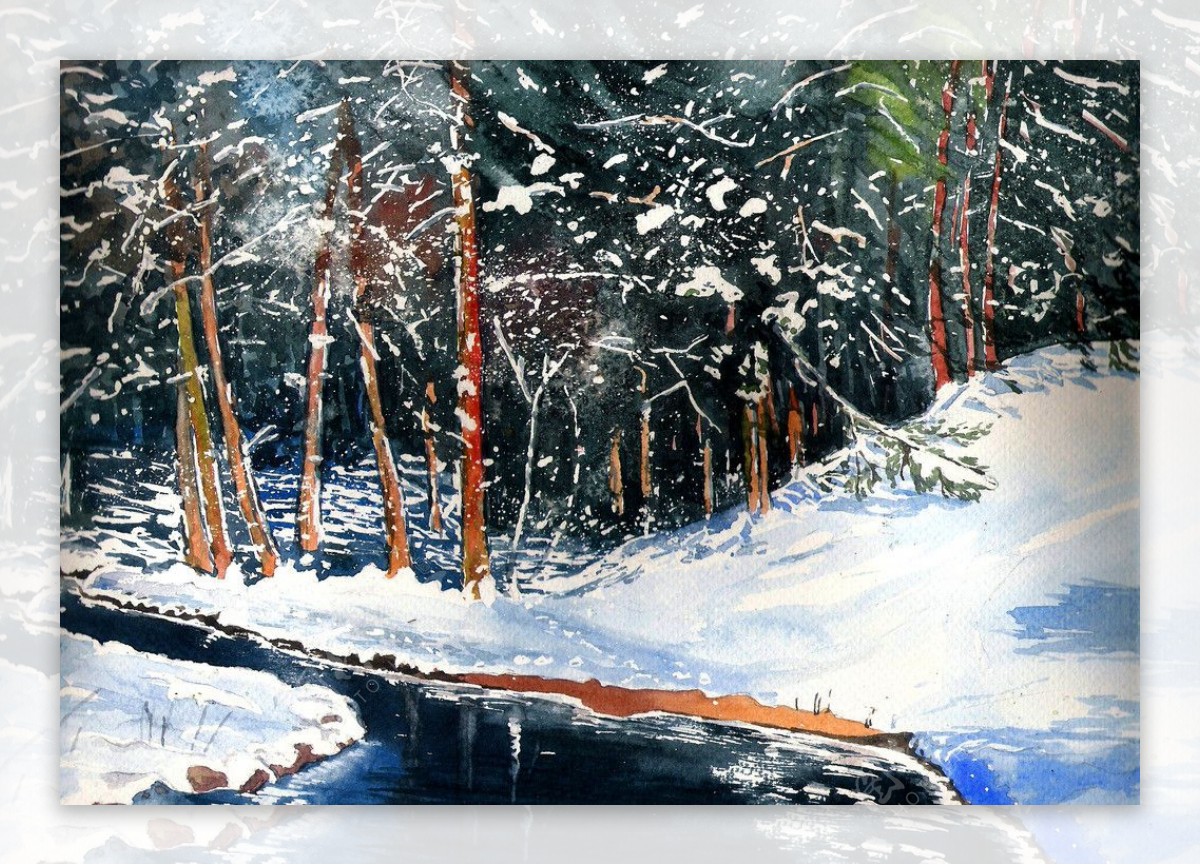 欧洲小镇雪景油画壁纸_创意_太平洋电脑网