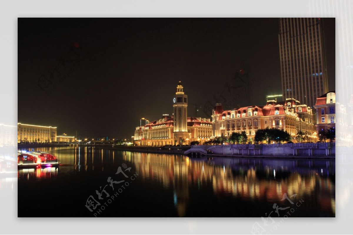 海河建筑夜景图片