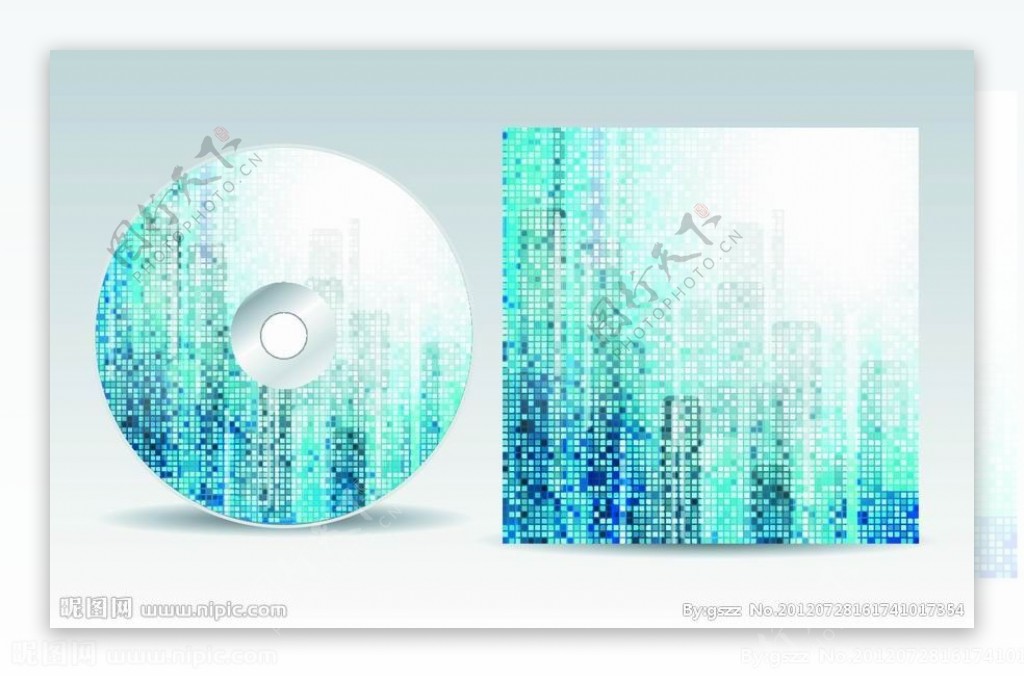 蓝色马赛克cd光盘包装图片