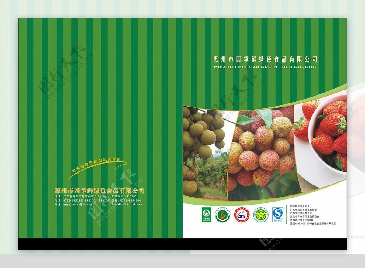 四季鲜绿色食品宣传画册封面与封底图片