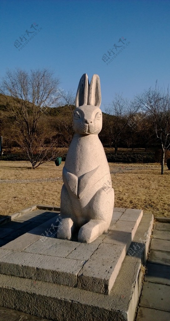 蟒山石雕生肖兔图片