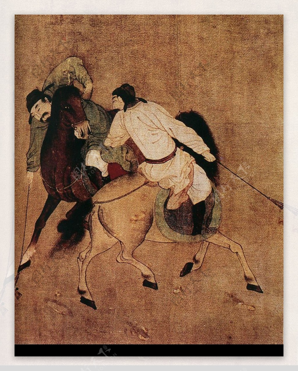 中国画马人蹴鞠图片