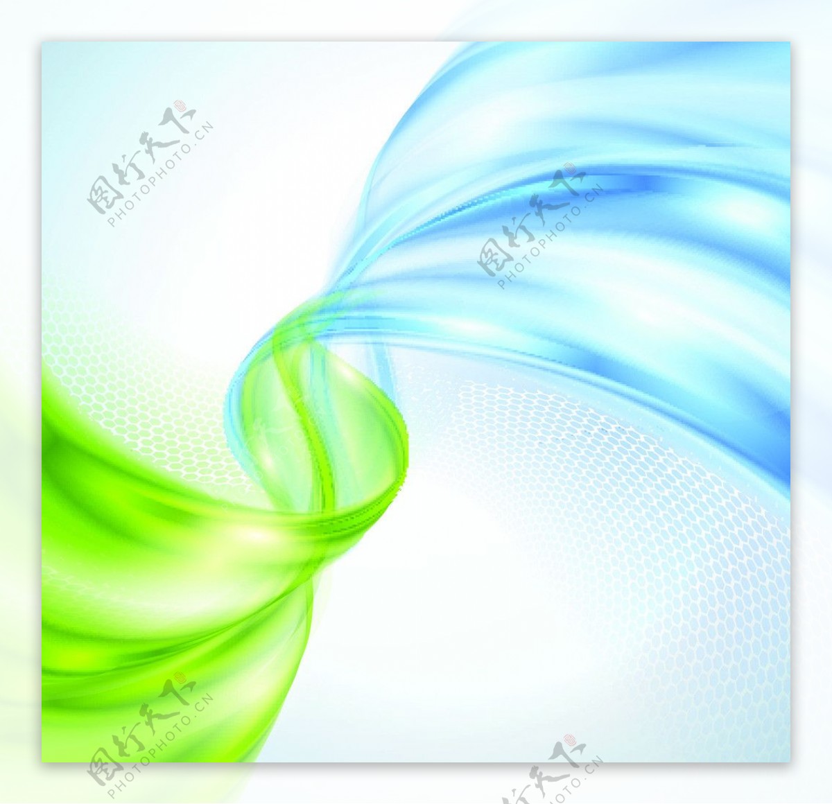 绿色和蓝色波纹背景图片