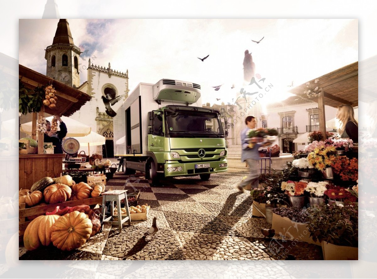 奔驰卡车工程车商业广告片图片