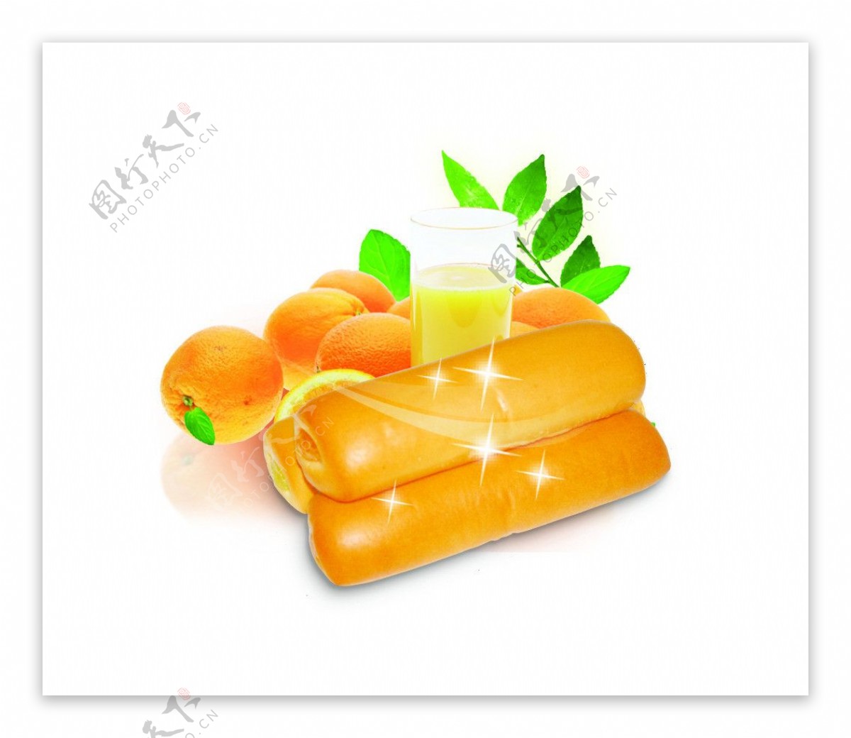 手指面包橙子橙汁图片