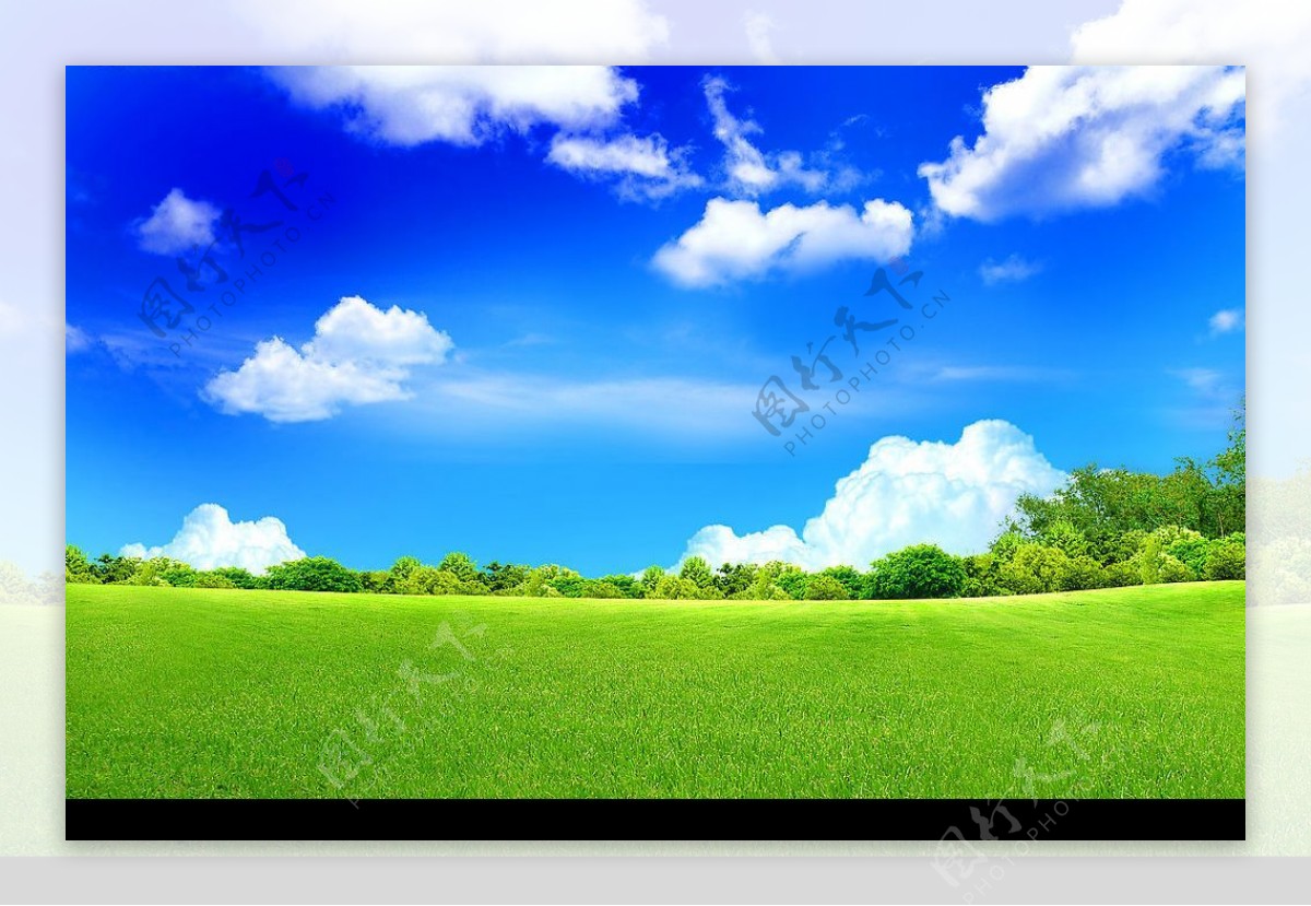 绿草地蓝天空图片