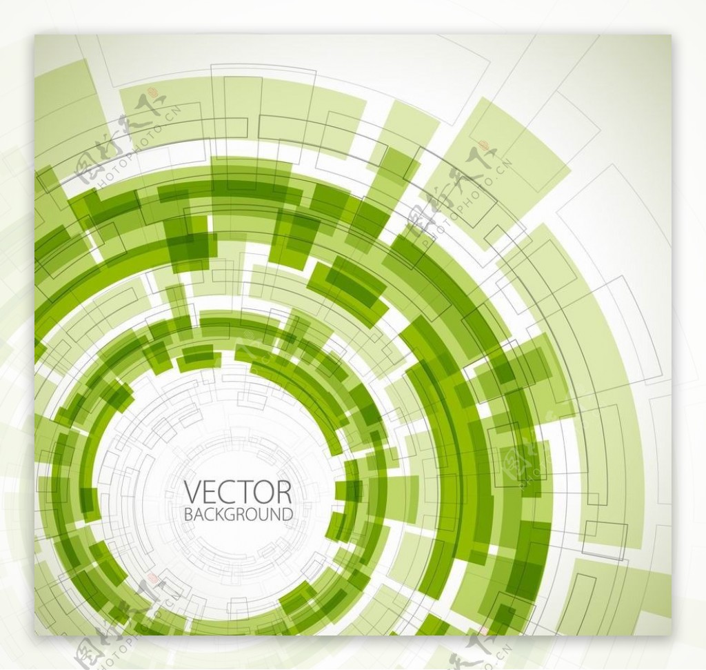 绿色旋转动感环形商务科技背景图片
