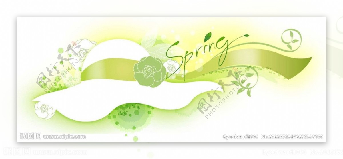 春天绿叶草帽背景图片