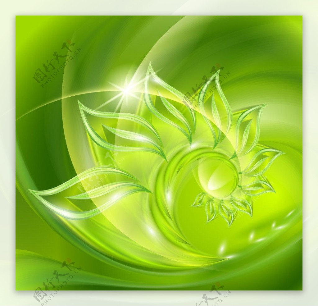 绿色动感线条绿叶环保背景图片