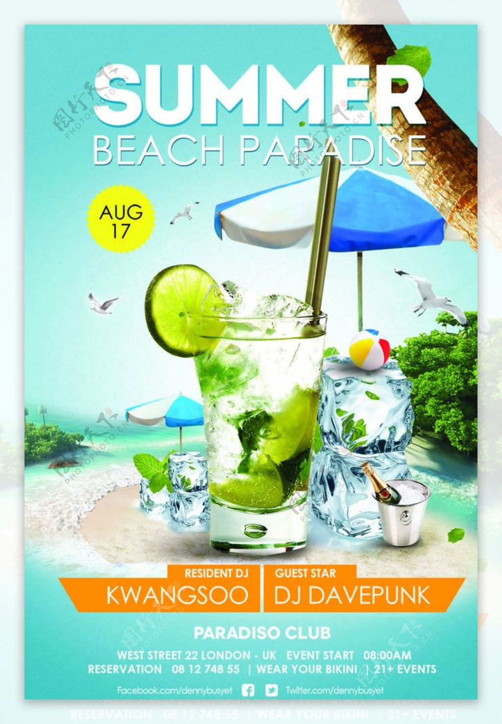 海滩派对海报广告图片
