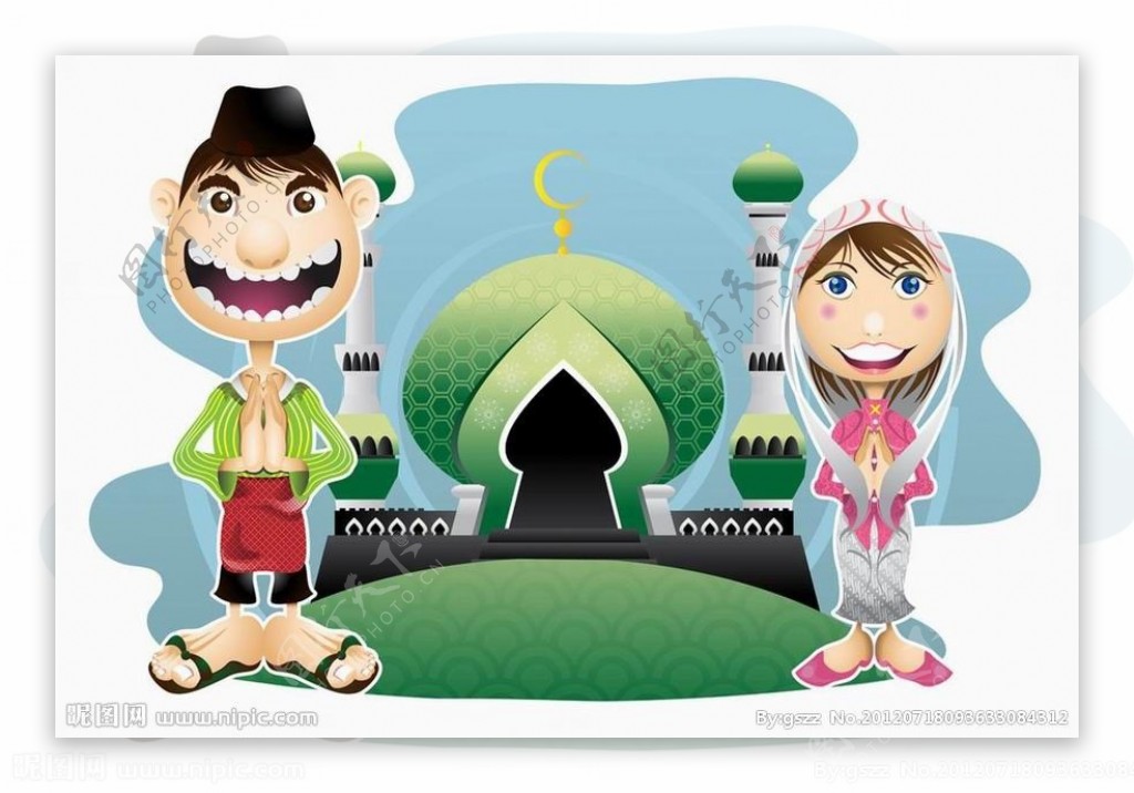 卡通伊斯兰教祈祷背景图片