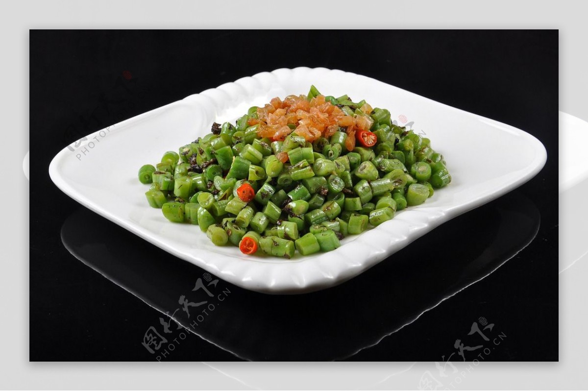 榄菜虾皮炒豆角图片