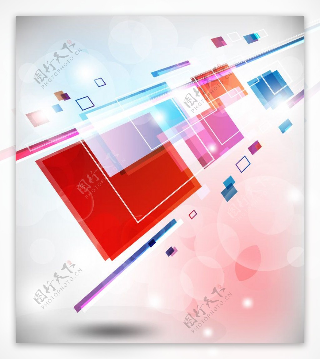 炫彩动感线条方块商务科技背景图片