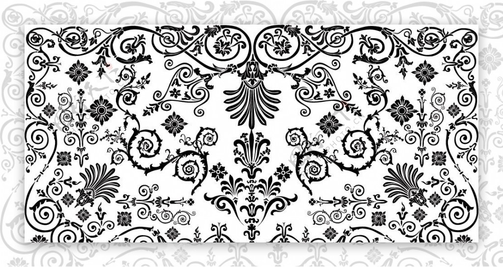 黑白古典花纹底纹图片